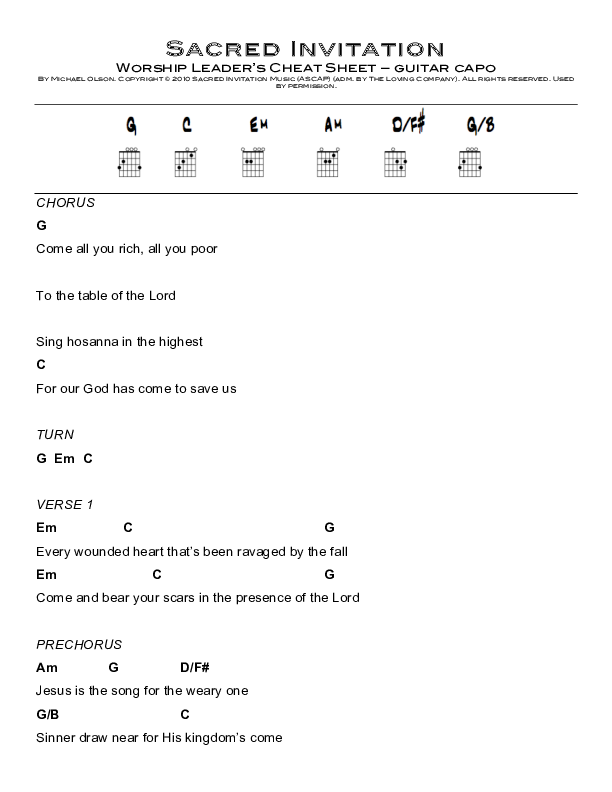 Sacred Invitation Chords & Lyrics (Seth Condrey / North Point Worship)