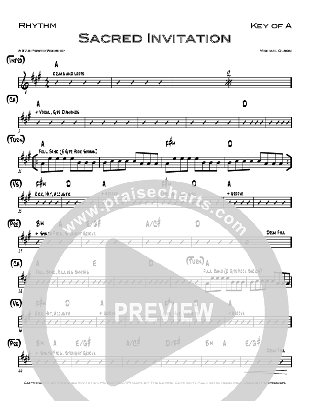 Sacred Invitation Rhythm Chart (Seth Condrey / North Point Worship)