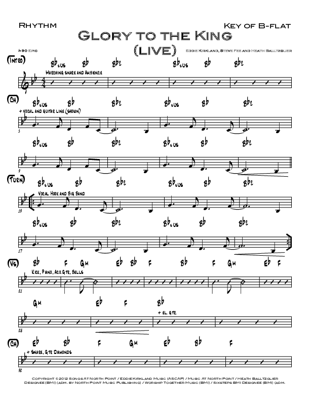 Glory To The King Rhythm Chart (Eddie Kirkland / North Point Worship)