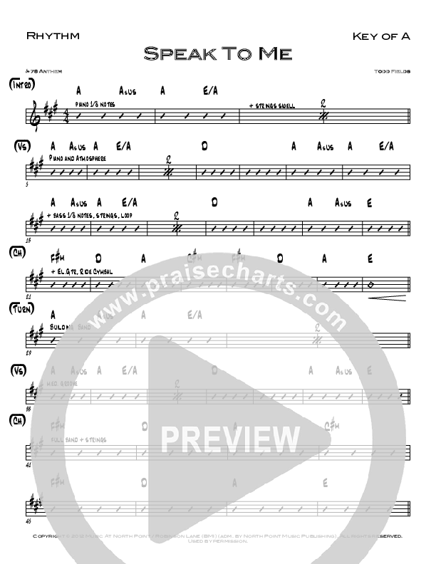 Speak To Me Rhythm Chart (Todd Fields / North Point Worship)