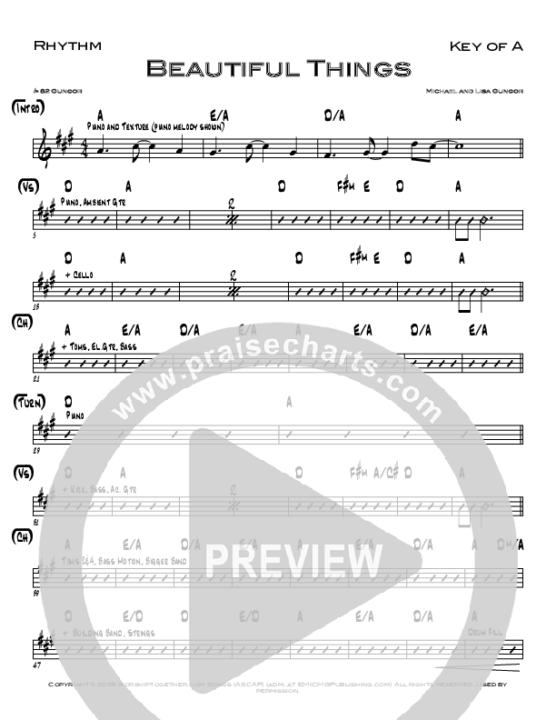 Beautiful Things Rhythm Chart (Eddie Kirkland / Lizi Bailey / North Point Worship)
