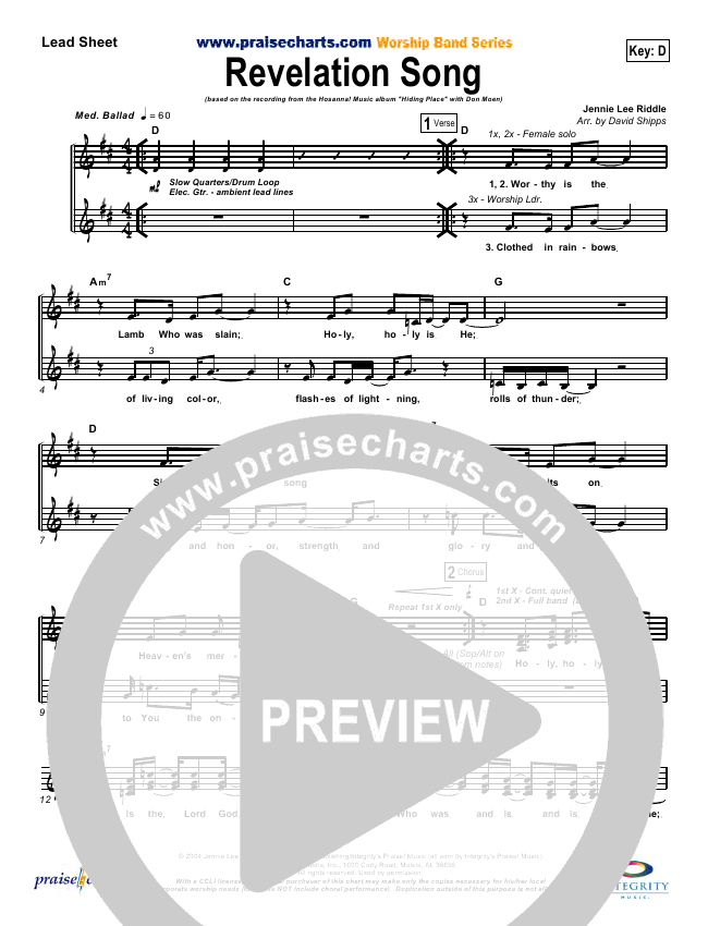 Revelation Song Sheet Music PDF (Don Moen) - PraiseCharts