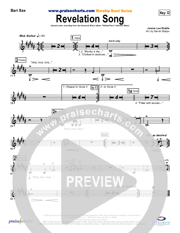 Revelation Song Bari Sax (Don Moen)
