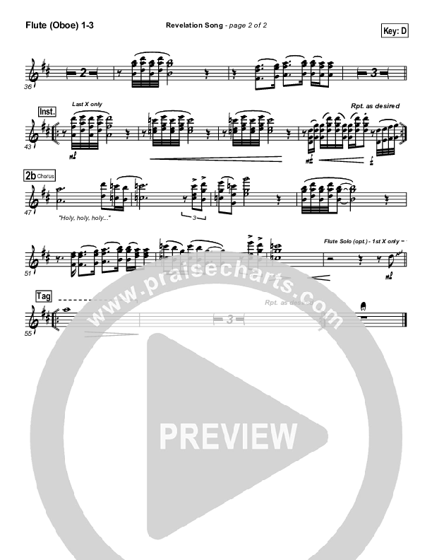 Revelation Song Flute/Oboe 1/2/3 (Don Moen)