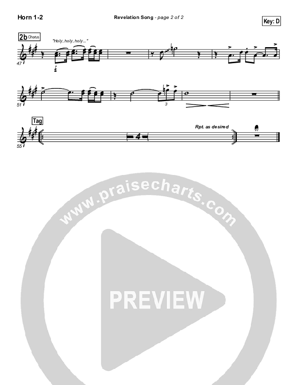 Revelation Song French Horn 1/2 (Don Moen)