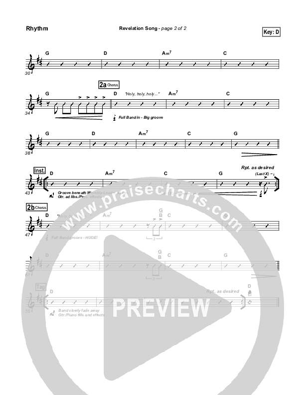 Revelation Song Rhythm Chart (Don Moen)