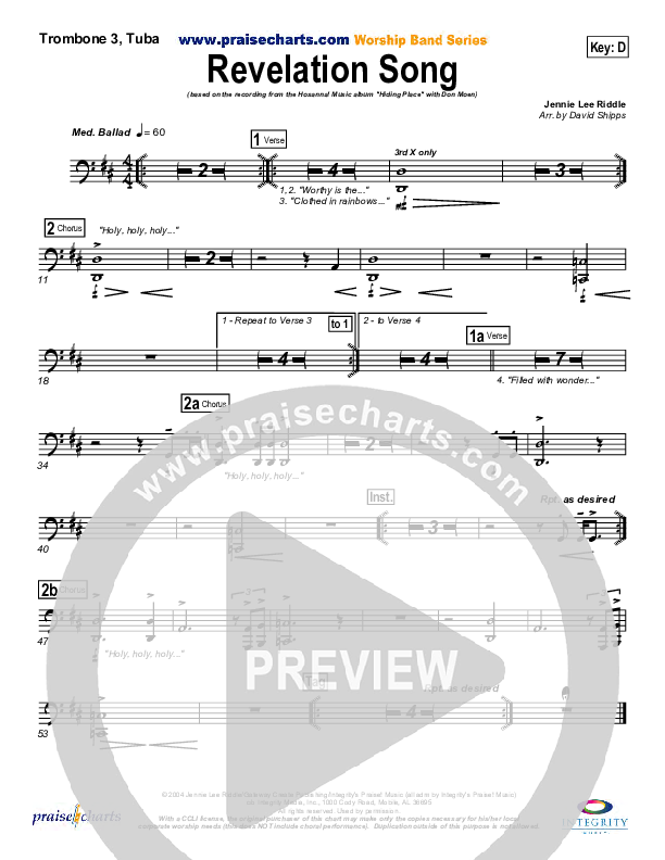 Revelation Song Trombone 3/Tuba (Don Moen)
