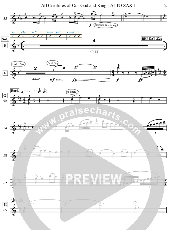 All Creatures Of Our God And King (Instrumental) Alto Sax 1/2 (Ric Flauding)