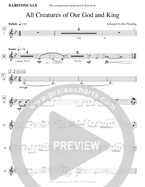 All Creatures Of Our God And King (Instrumental) Bari Sax (Ric Flauding)