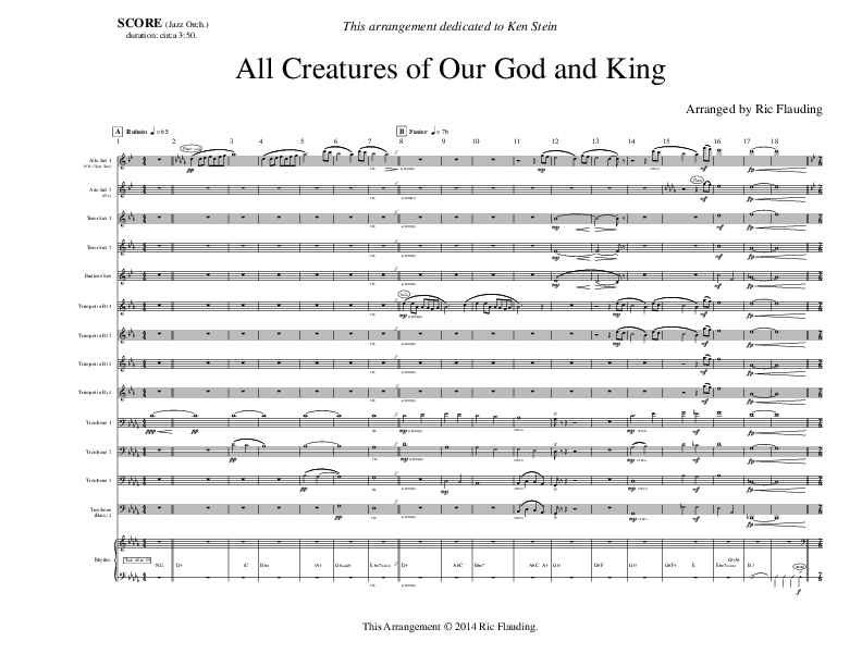 All Creatures Of Our God And King (Instrumental) Orchestration (Ric Flauding)