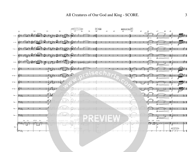 All Creatures Of Our God And King (Instrumental) Conductor's Score (Ric Flauding)