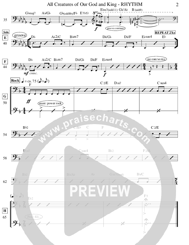 All Creatures Of Our God And King (Instrumental) Rhythm Chart (Ric Flauding)