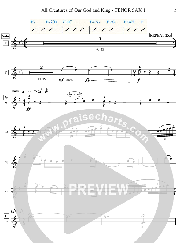 All Creatures Of Our God And King (Instrumental) Tenor Sax 1/2 (Ric Flauding)