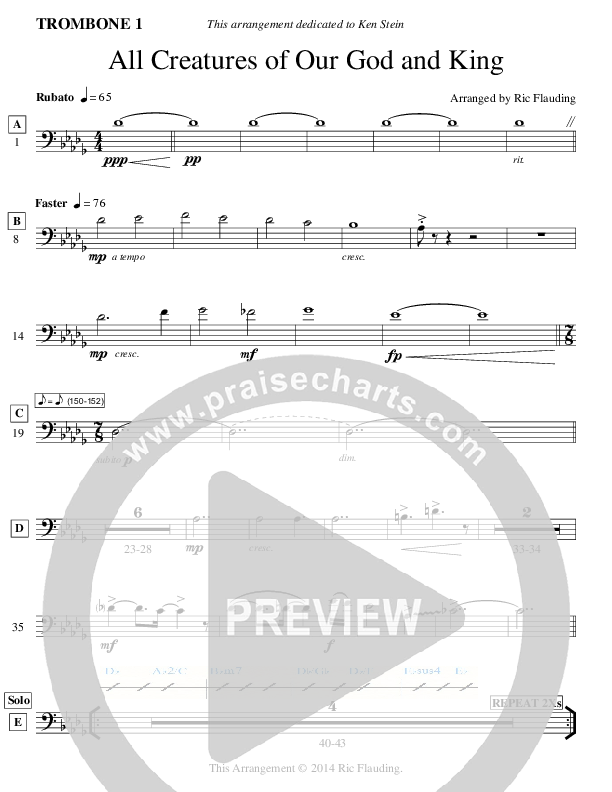 All Creatures Of Our God And King (Instrumental) Trombone 1 (Ric Flauding)