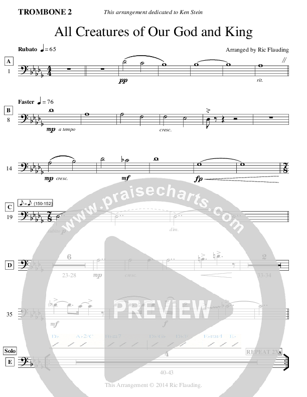 All Creatures Of Our God And King (Instrumental) Trombone 2 (Ric Flauding)