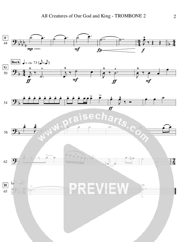 All Creatures Of Our God And King (Instrumental) Trombone 2 (Ric Flauding)