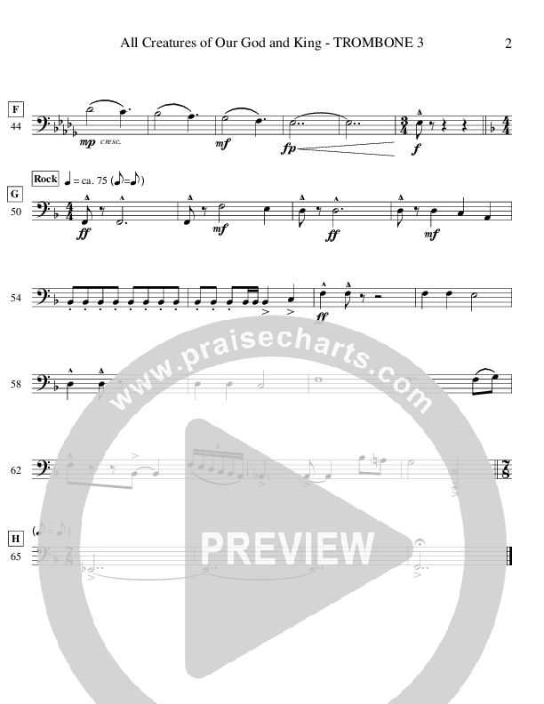 All Creatures Of Our God And King (Instrumental) Trombone 3 (Ric Flauding)