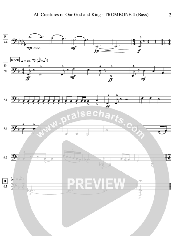 All Creatures Of Our God And King (Instrumental) Trombone 4 (Ric Flauding)