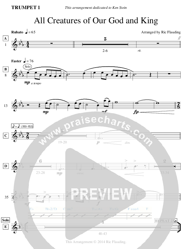 All Creatures Of Our God And King (Instrumental) Trumpet 1 (Ric Flauding)