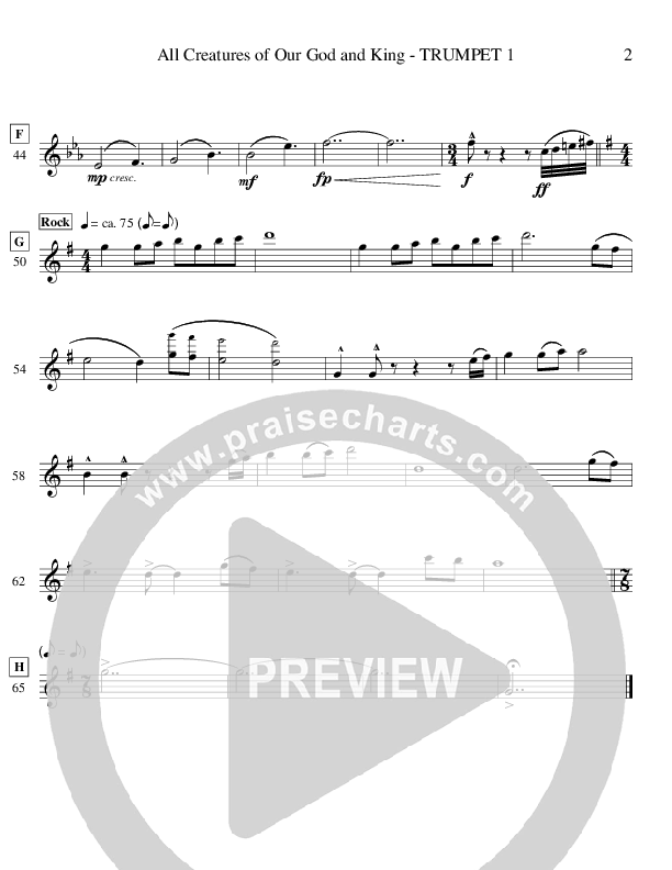 All Creatures Of Our God And King (Instrumental) Trumpet 1 (Ric Flauding)