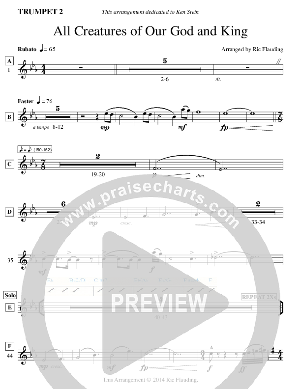 All Creatures Of Our God And King (Instrumental) Trumpet 2 (Ric Flauding)