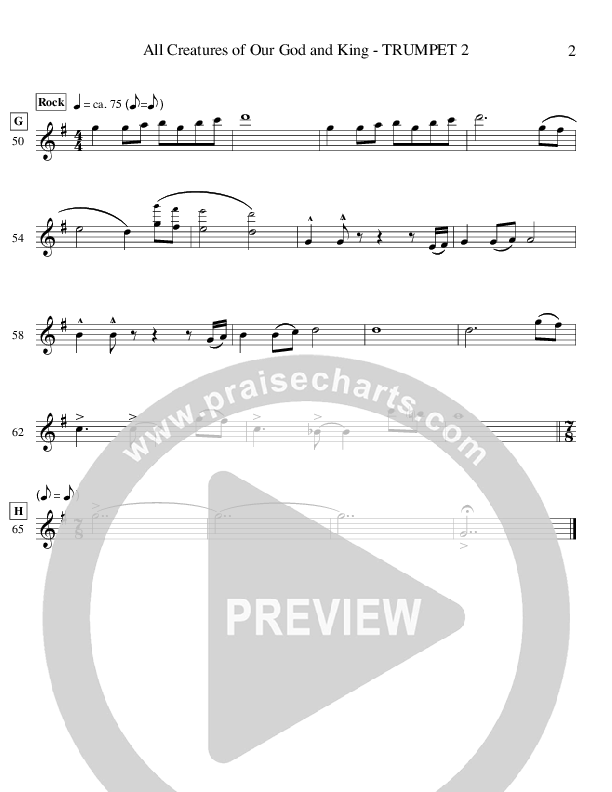 All Creatures Of Our God And King (Instrumental) Trumpet 2 (Ric Flauding)