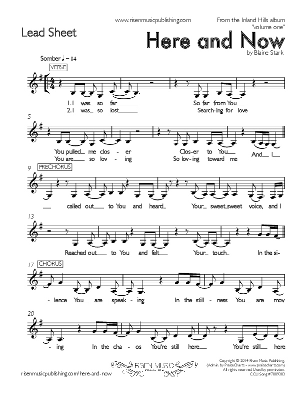 Here And Now Lead Sheet (Inland Hills)
