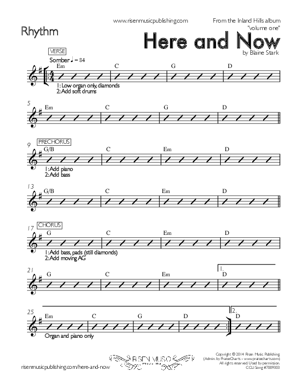 Here And Now Rhythm Chart (Inland Hills)