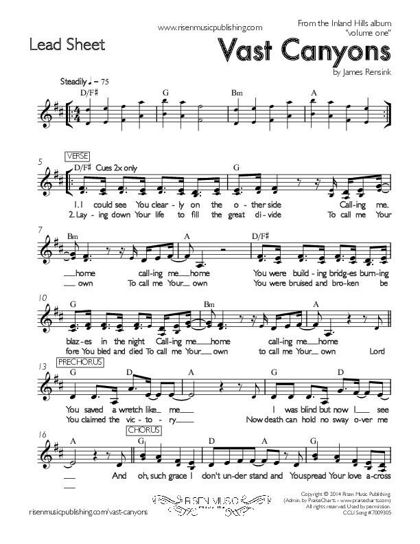 Vast Canyons Lead Sheet (Inland Hills)