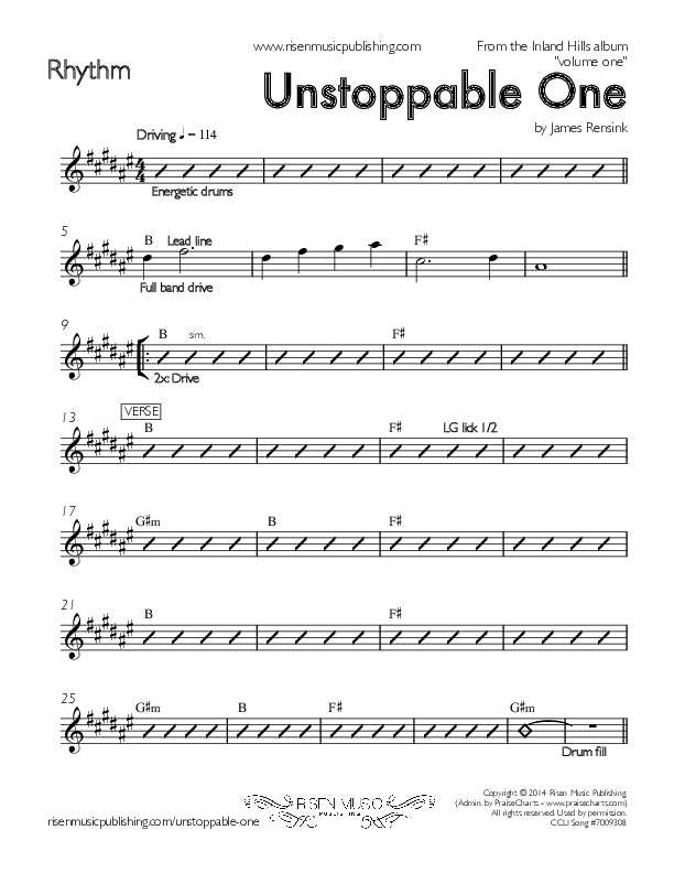 Unstoppable One Rhythm Chart (Inland Hills)