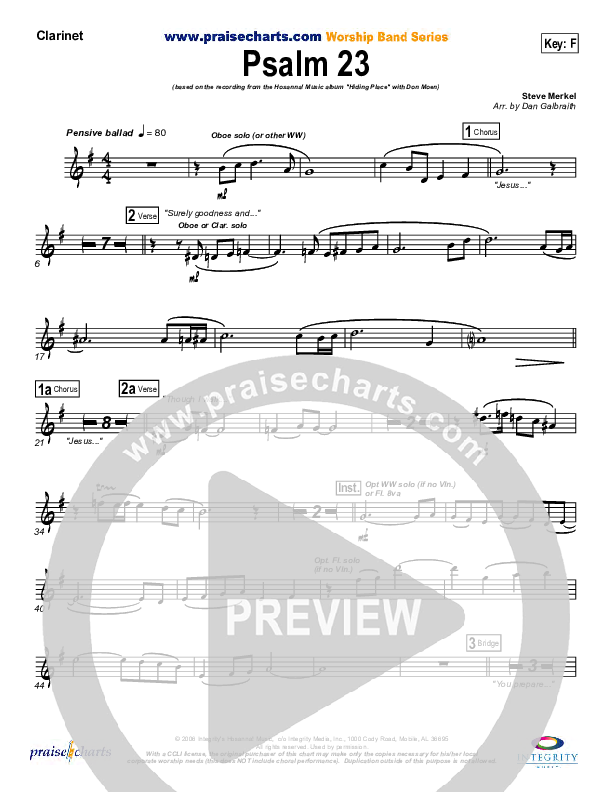 Psalm 23 Clarinet (Don Moen)