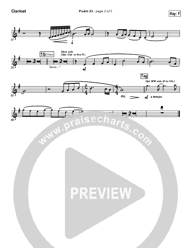 Psalm 23 Clarinet (Don Moen)