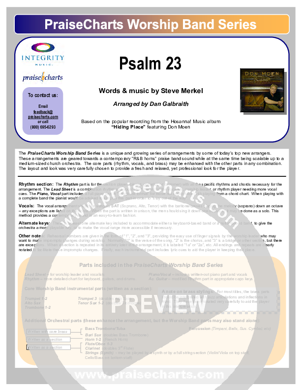 Psalm 23 Cover Sheet (Don Moen)