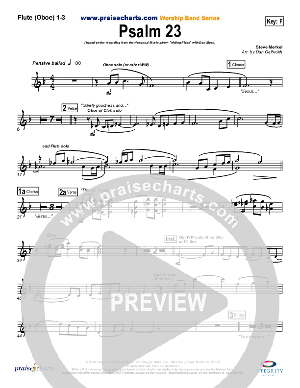 Psalm 23 Flute/Oboe 1/2/3 (Don Moen)