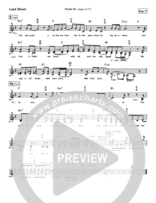 Psalm 23 Lead Sheet (Don Moen)