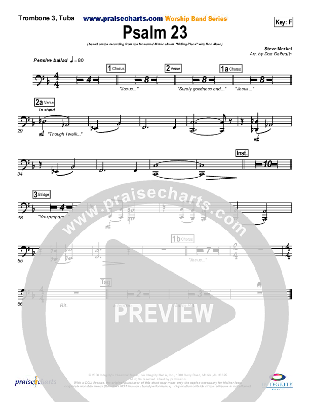 Psalm 23 Trombone 3/Tuba (Don Moen)