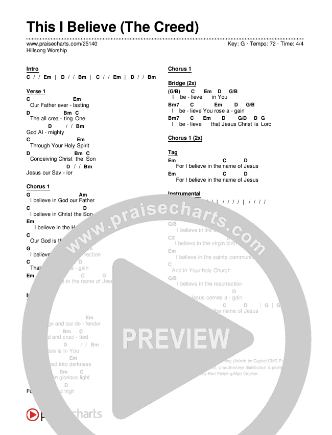 This I Believe (The Creed) Chords & Lyrics (Hillsong Worship)