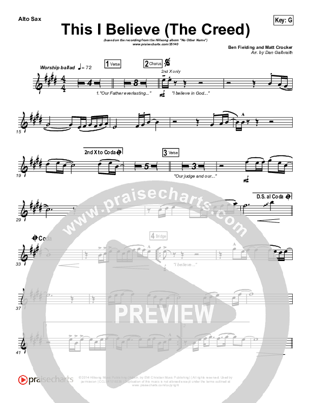 This I Believe (The Creed) Alto Sax (Hillsong Worship)