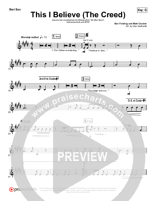 This I Believe (The Creed) Bari Sax (Hillsong Worship)