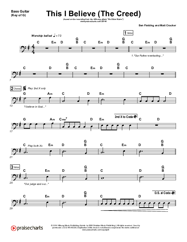 This I Believe (The Creed) Bass Guitar (Hillsong Worship)