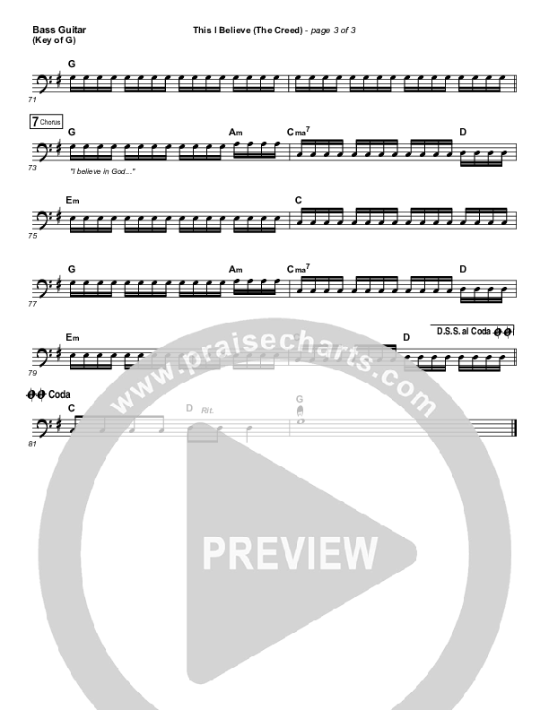 This I Believe (The Creed) Bass Guitar (Hillsong Worship)