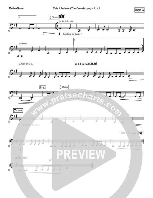 This I Believe (The Creed) Cello/Bass (Hillsong Worship)