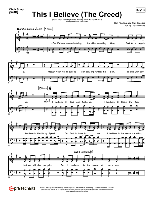 This I Believe (The Creed) Choir Sheet (SATB) (Hillsong Worship)