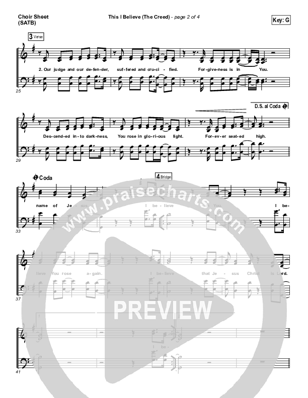 This I Believe (The Creed) Choir Sheet (SATB) (Hillsong Worship)