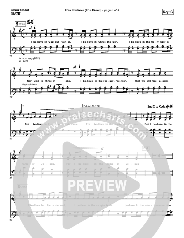 This I Believe (The Creed) Choir Sheet (SATB) (Hillsong Worship)