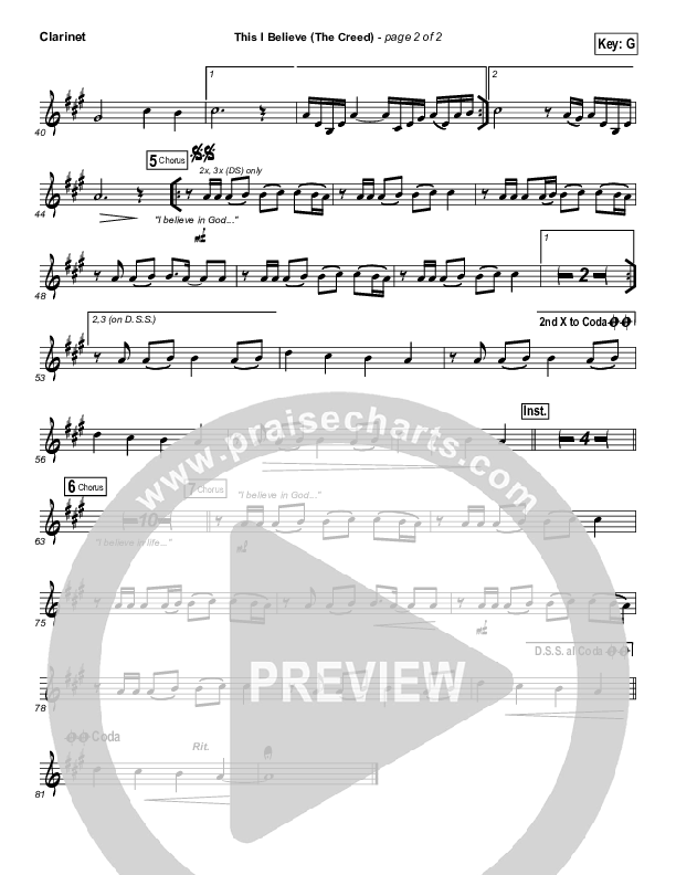 This I Believe (The Creed) Clarinet 1,2 (Hillsong Worship)