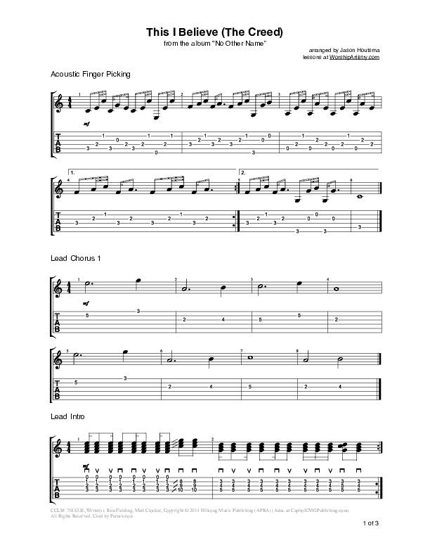 This I Believe (The Creed) Guitar TAB/Riffs (Hillsong Worship)