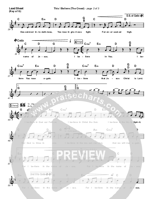 This I Believe (The Creed) Lead Sheet (Melody) (Hillsong Worship)