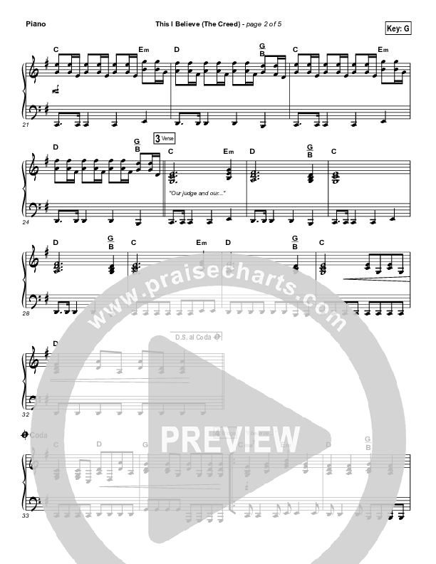 This I Believe (The Creed) Piano Sheet (Hillsong Worship)