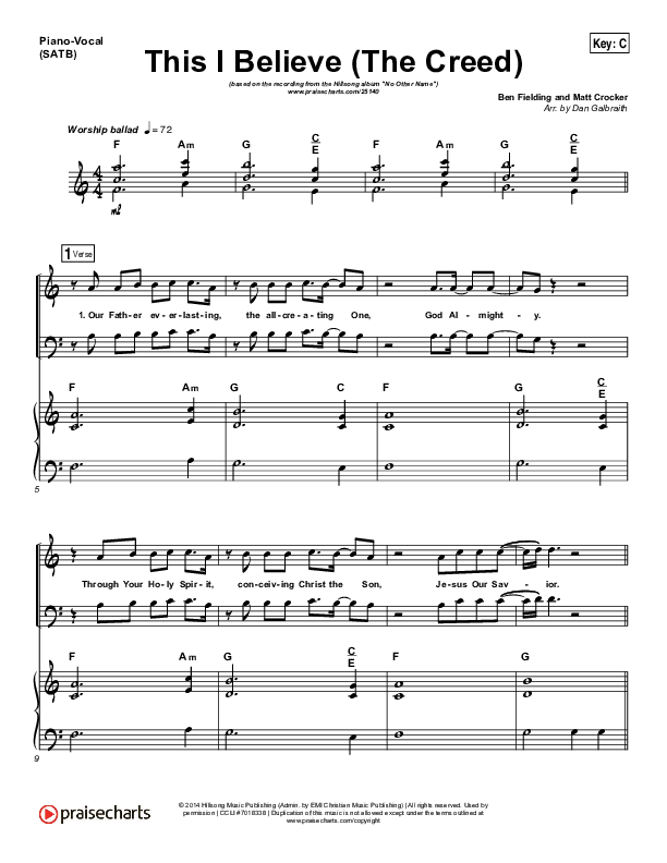 This I Believe (The Creed) Sheet Music PDF (Hillsong Worship) - PraiseCharts
